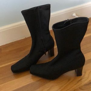 Liz Claiborne mid calf black stretchy microfiber